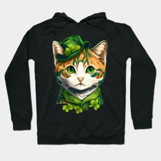 Lucky Beautiful Cat Lady Cat Girl St. Patrick's Day Hoodie